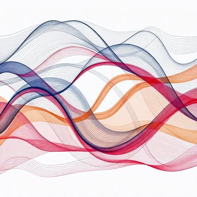 The primary subject of the image is a series of colorful, swirling lines. These lines are arranged in a pattern, creating a visually appealing and dynamic composition. The setting is a white background, which provides a clean and minimalist appearance. The visual style of the image is a combination of digital art and illustration, as the lines are created using a digital medium. The colors and mood of the image are vibrant and energetic, with the swirling lines evoking a sense of movement and dynamism.